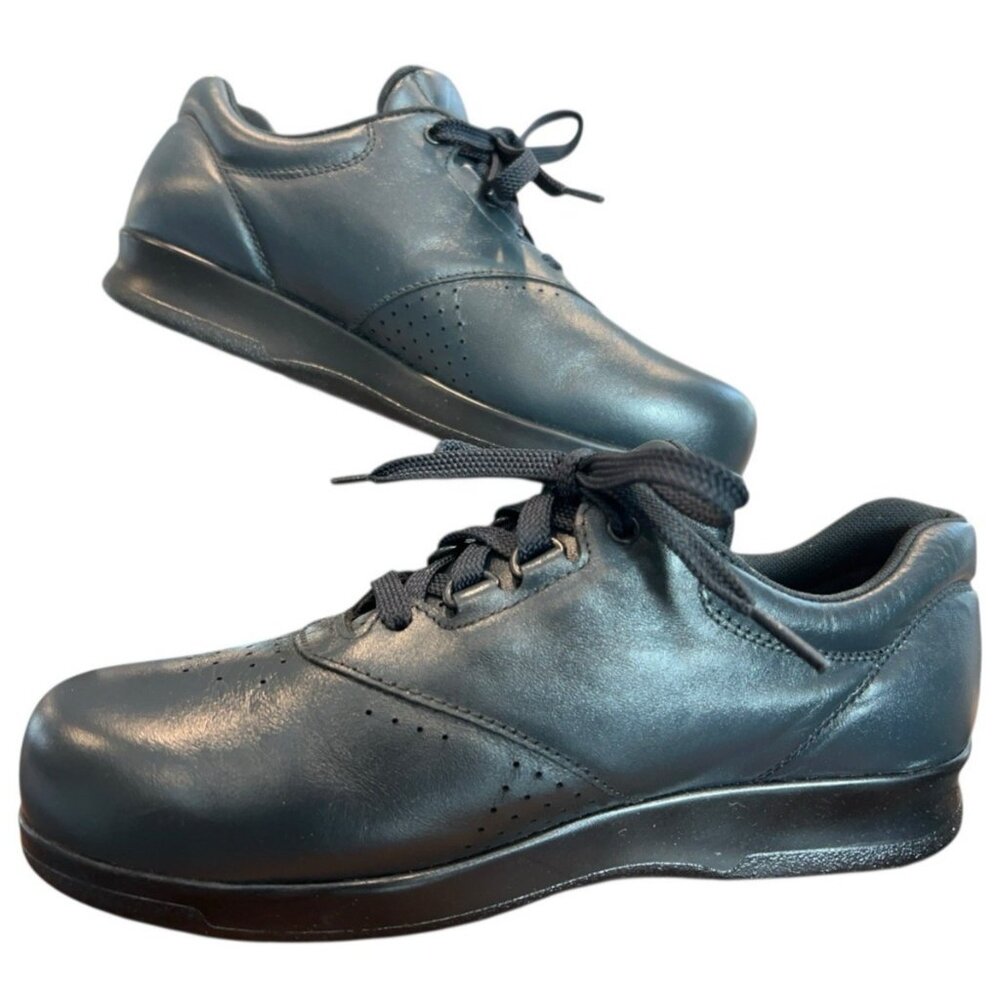 SAS Free Time Navy Blue Leather Comfort Orthopedic Walking Shoes Womens Sz 6 WW